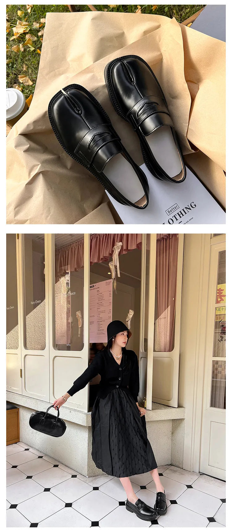 British Split Toe Vintage Loafers – Platform Slip-On