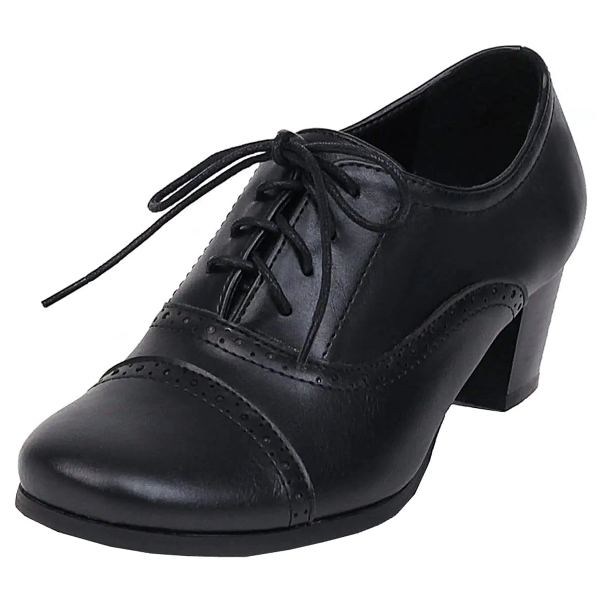 SHEMEE Women’s Chunky Lace-Up Oxford Heels – Black (US 8.5)