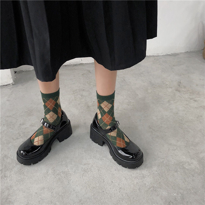 Mary Jane Chunky Heel Vintage Style Shoes