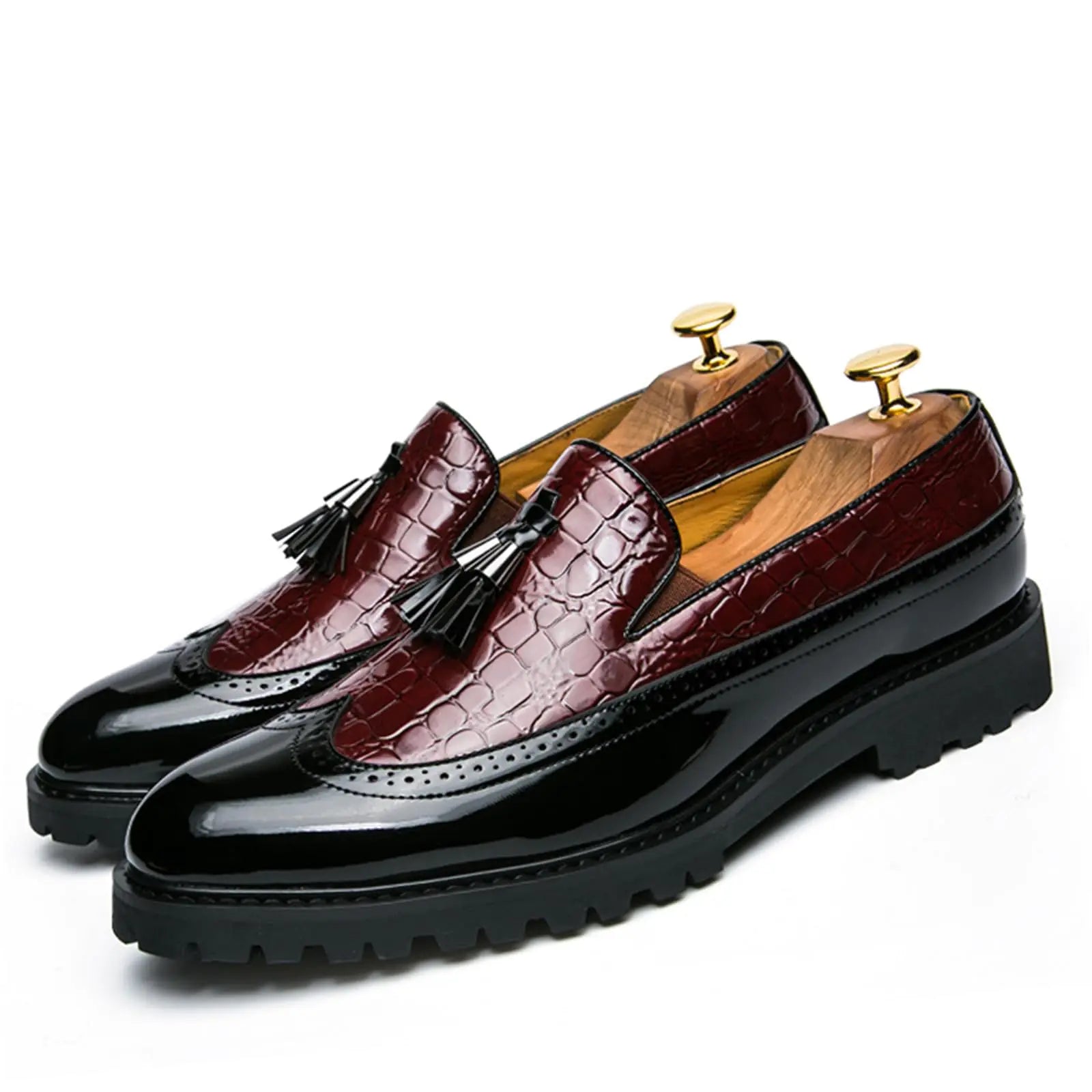 Leather Wingtip Tassel Brogue Slip-On