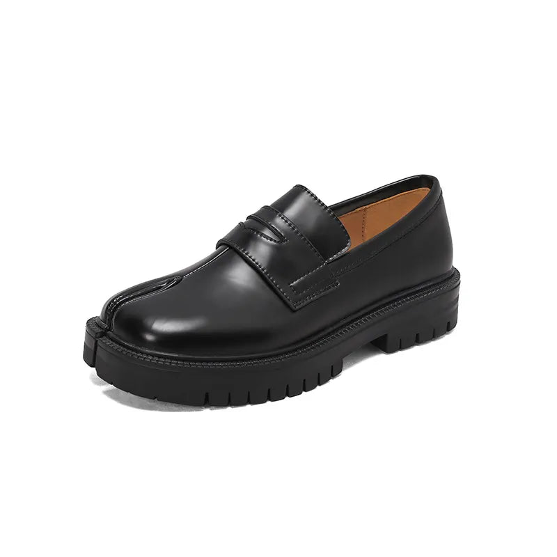 British Split Toe Vintage Loafers – Platform Slip-On